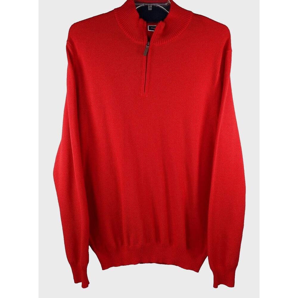 NEW Club Room Men's Cotton Quarter-Zip Textured Pullover Sweater Size XL Red NWT